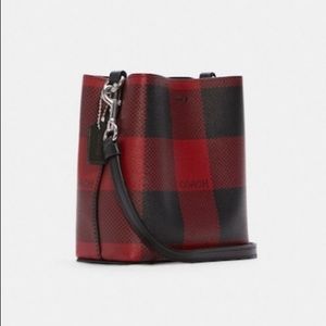 Coach. NWT Mini Town Bucket Bag with Buffalo Plaid Print. 🎁